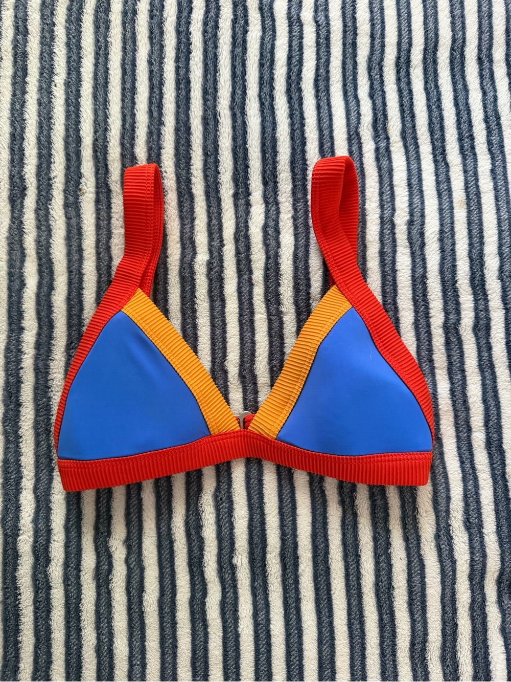 OneOne Colorblock Blue, Red & Orange Ribbed Bikini Set - Picture 4 of 5
